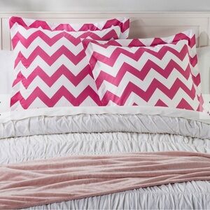 NWT Pottery Barn Teen Chevron Pink and White Euro Shams - Set of 2